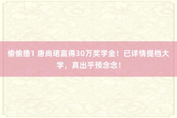 偷偷撸1 唐尚珺赢得30万奖学金！已详情提档大学，真出乎预念念！