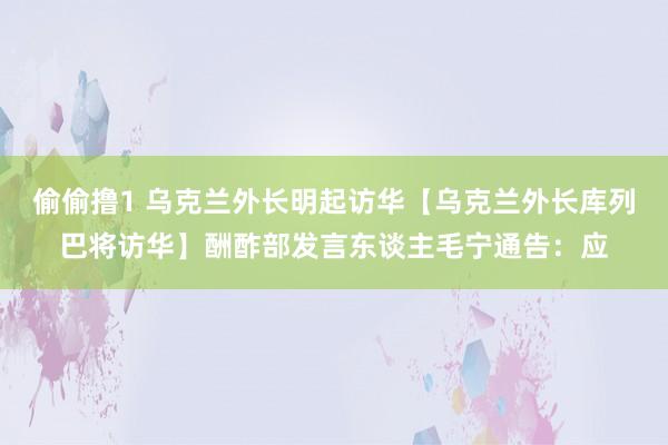 偷偷撸1 乌克兰外长明起访华【乌克兰外长库列巴将访华】酬酢部发言东谈主毛宁通告：应