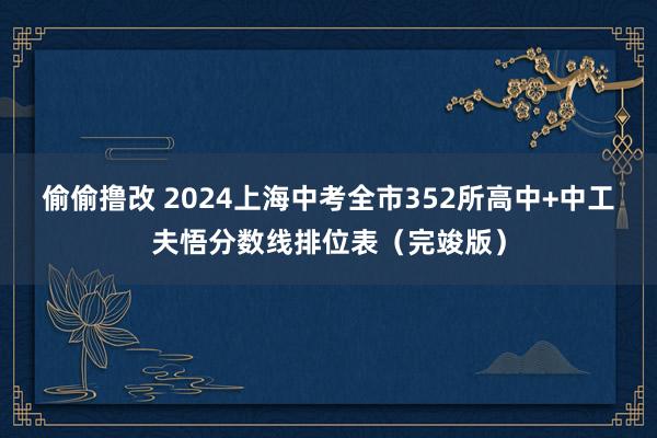 偷偷撸改 2024上海中考全市352所高中+中工夫悟分数线排位表（完竣版）