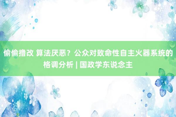 偷偷撸改 算法厌恶？公众对致命性自主火器系统的格调分析 | 国政学东说念主