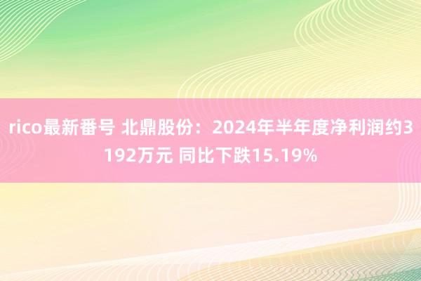 rico最新番号 北鼎股份：2024年半年度净利润约3192万元 同比下跌15.19%