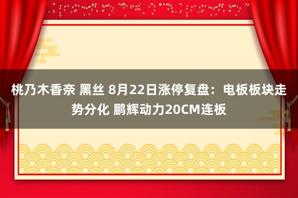 桃乃木香奈 黑丝 8月22日涨停复盘：电板板块走势分化 鹏辉动力20CM连板